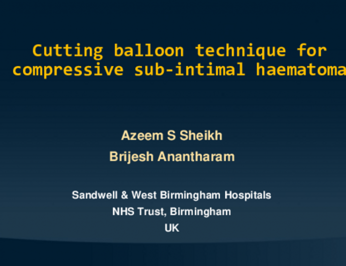 TCT 721: Cutting balloon technique for compressive sub-intimal hematoma