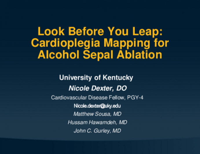 TCT 611: Look Before You Leap: Cardioplegia Mapping for Alcohol Septal Ablation