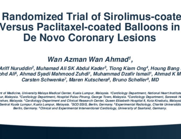 A Randomized Trial of Sirolimus-coated Versus Paclitaxel-coated Balloons in De Novo Coronary Lesions
