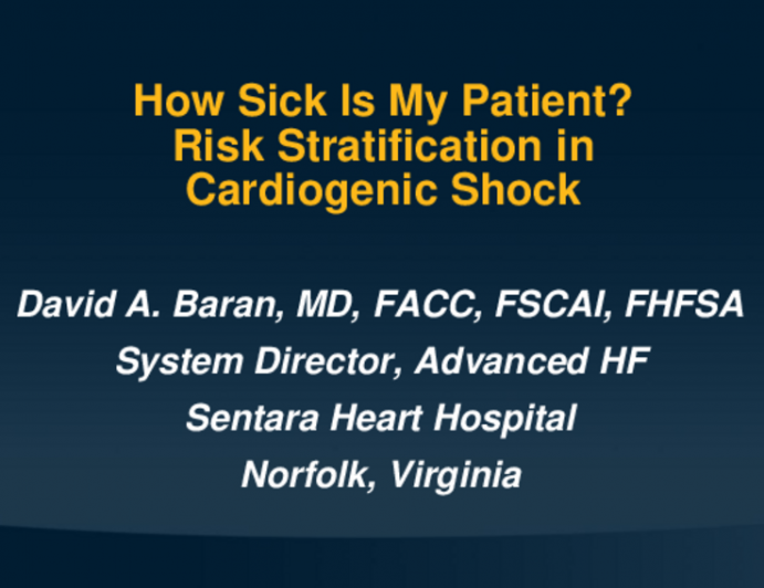 How Sick Is My Patient? Risk Stratification in Cardiogenic Shock