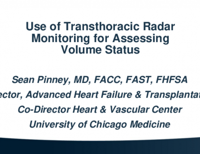 Use of Transthoracic Radar Monitoring for Assessing Volume Status (Sensible Medical)
