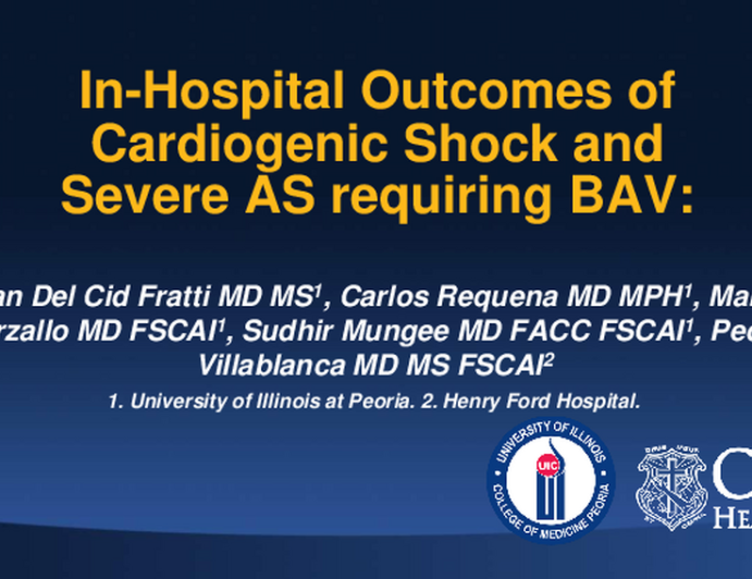 In-Hospital outcomes in patients with cardiogenic shock requiring PBAV:  