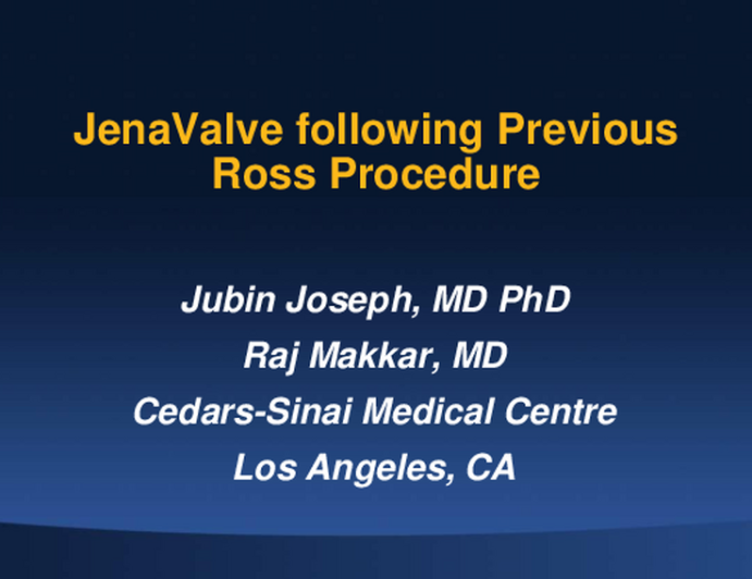 JenaValve to treat a degenerative regurgitant aortic valve following previous Ross procedure with no annular calcium. 