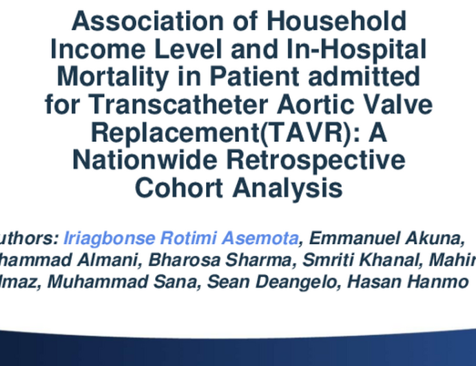 Association of Household Income Level and In-Hospital Mortality in Patients admitted for Transcatheter Aortic Valve Replacement: A Nationwide Retrospective Cohort Analysis