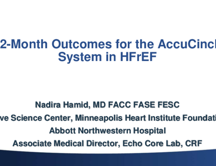 12-Month Outcomes for the AccuCinch System in HFrEF