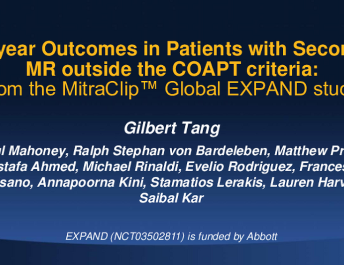 One-Year Outcomes in Patients With Secondary MR Outside the COAPT Criteria: From the MitraClipTM Global EXPAND Study