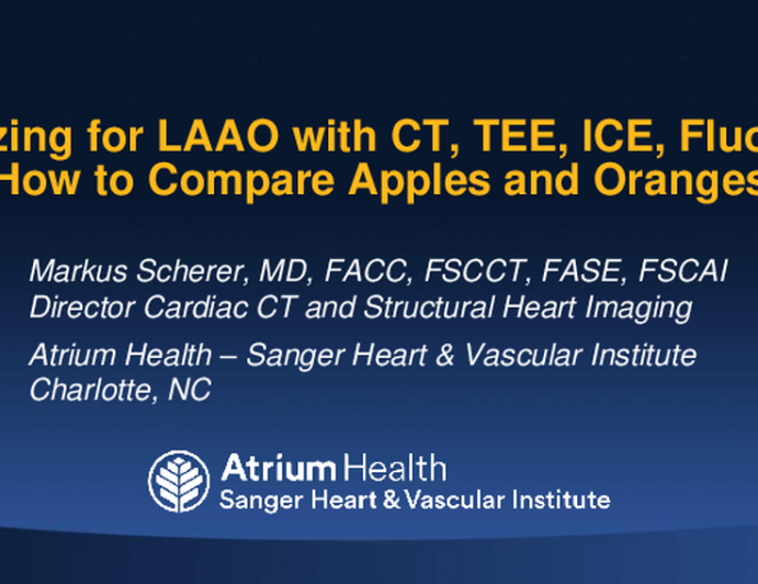 Sizing for LAAO- CT, TEE, Fluoro or ICE, How to Compare Apples and Oranges