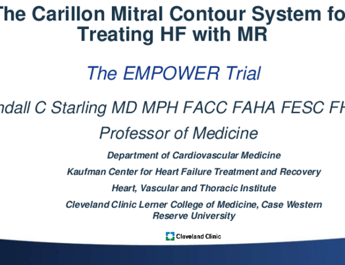 The Carillon Mitral Contour System for Treating HF With MR