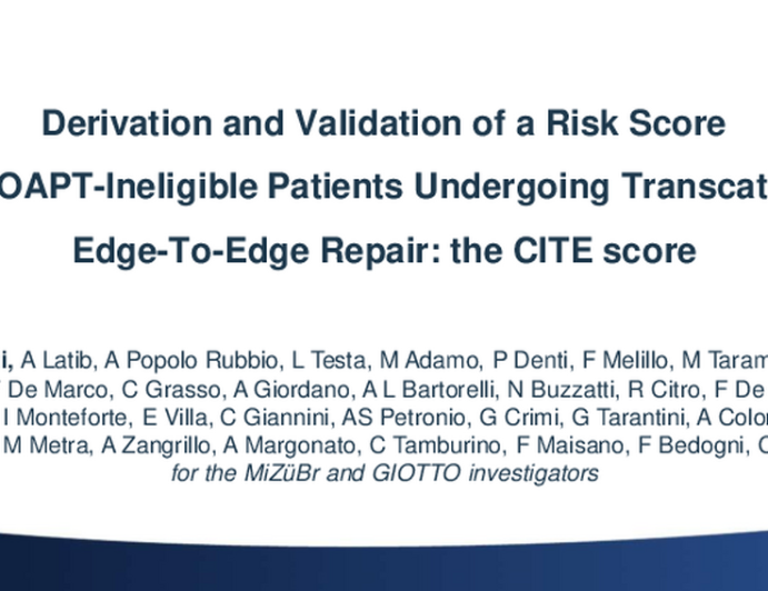 Derivation and Validation of a Risk Score for COAPT-Ineligible Patients Undergoing Transcatheter Edge-To-Edge Repair - the CITE score