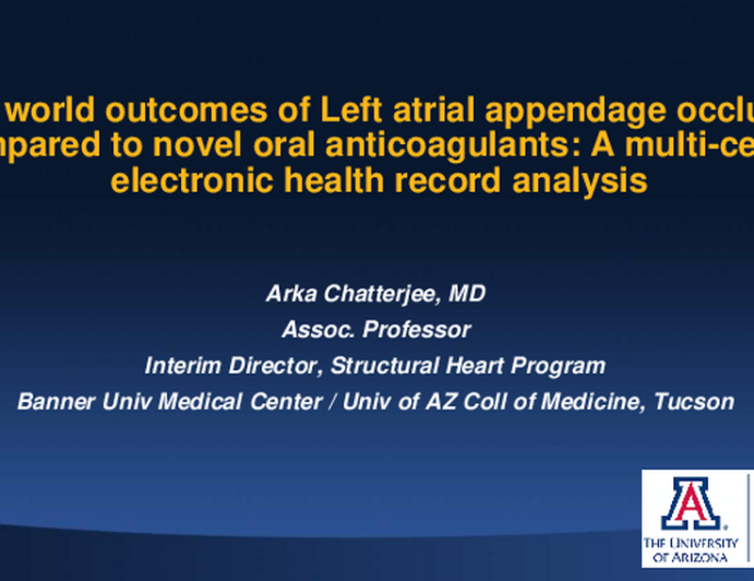 Real World Outcomes of Left Atrial Appendage Occlusion compared to Novel Oral Anticoagulants - A multicenter electronic health record analysis