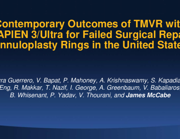 Contemporary Outcomes of TMVR With SAPIEN 3/Ultra for Failed Surgical Repairs With Annuloplasty Rings in the US