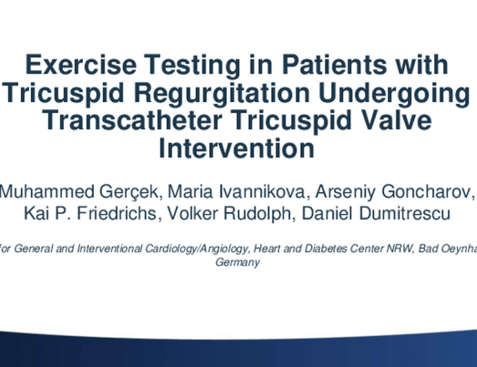 Exercise Testing in Patients with Tricuspid Regurgitation Undergoing Transcatheter Tricuspid Valve Intervention