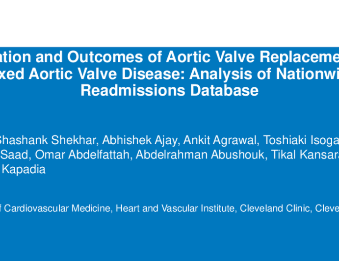 Utilization and Outcomes of Aortic Valve Replacements in Mixed Aortic Valve Disease: Analysis of Nationwide Readmissions Database