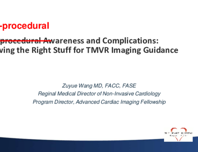 Intraprocedural Awareness and Complications: Knowing the Right Stuff for TMVR Imaging Guidance