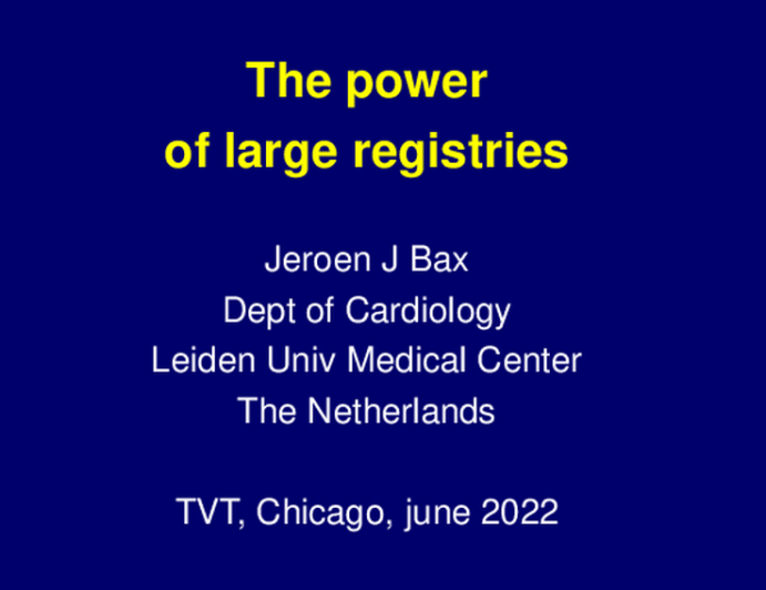 Keynote Lecture: Unique Insights From the University of Leiden Longitudinal Valvular Heart Disease Clinical Research Experience