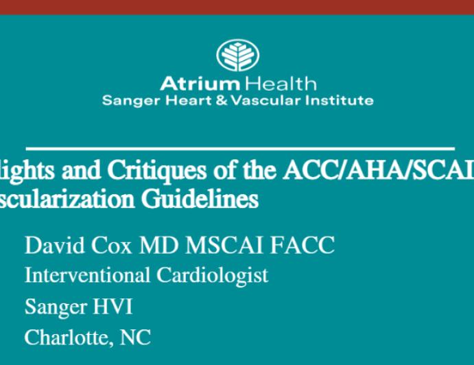 Highlights and Critiques of the ACC/AHA/SCAI Revascularization Guidelines