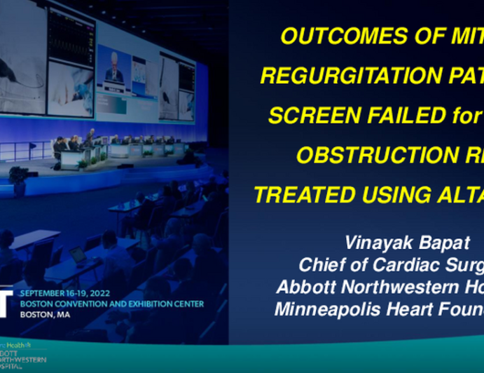 Outcomes of Mitral Regurgitation Patients Screen Failed for LVOT Obstruction Treated Using Altavalve