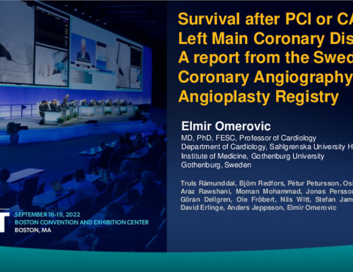 Survival After PCI or CABG for Left Main Coronary Disease: A Report From the Swedish Coronary Angiography and Angioplasty Registry