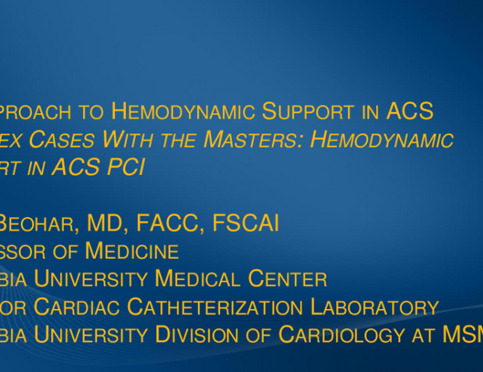 Keynote Lecture: My Approach to Hemodynamic Support in ACS