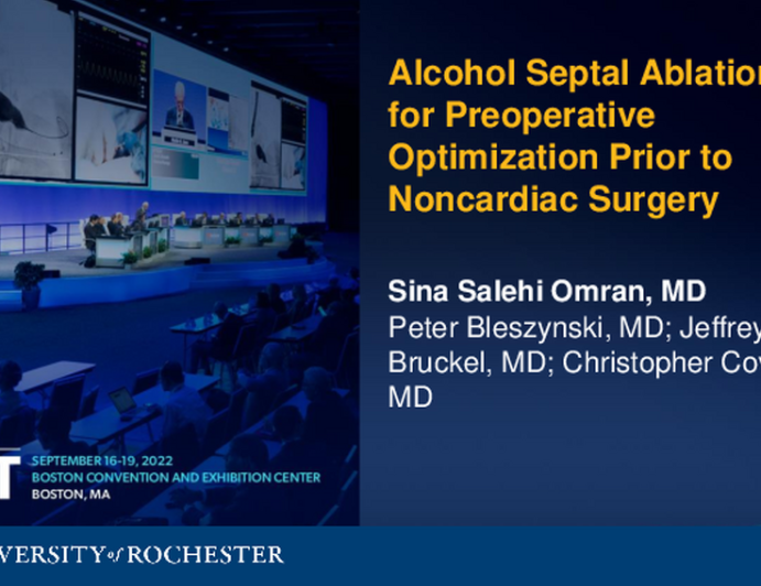 TCT 681: Alcohol Septal Ablation for Preoperative Optimization Prior to Noncardiac Surgery in Hypertrophic Cardiomyopathy