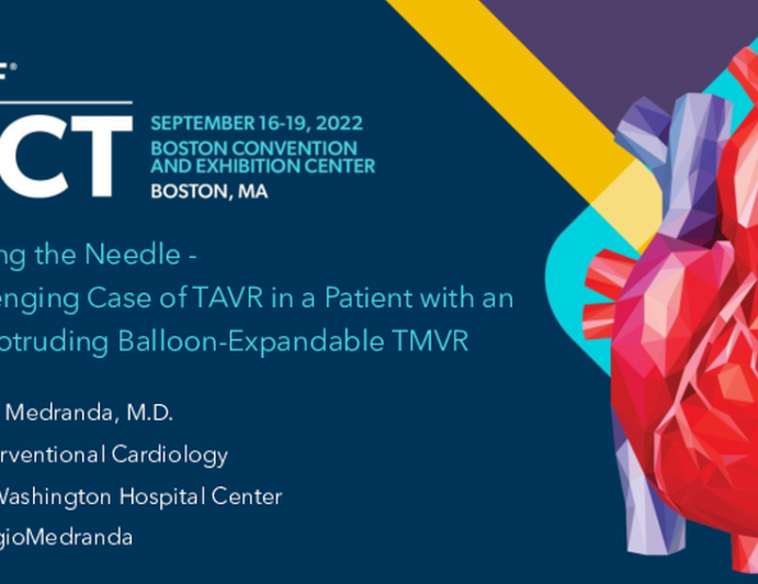TCT 642: Threading the Needle - A Challenging Case of TAVR in a Patient with an LVOT Protruding Balloon-Expandable TMVR