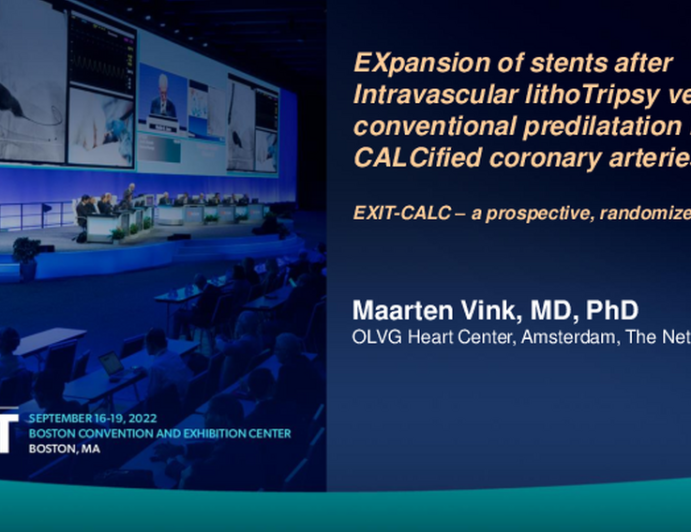 EXpansion of Stents After Intravascular lithoTripsy vs Conventional Predilatation in CALCified Coronary Arteries