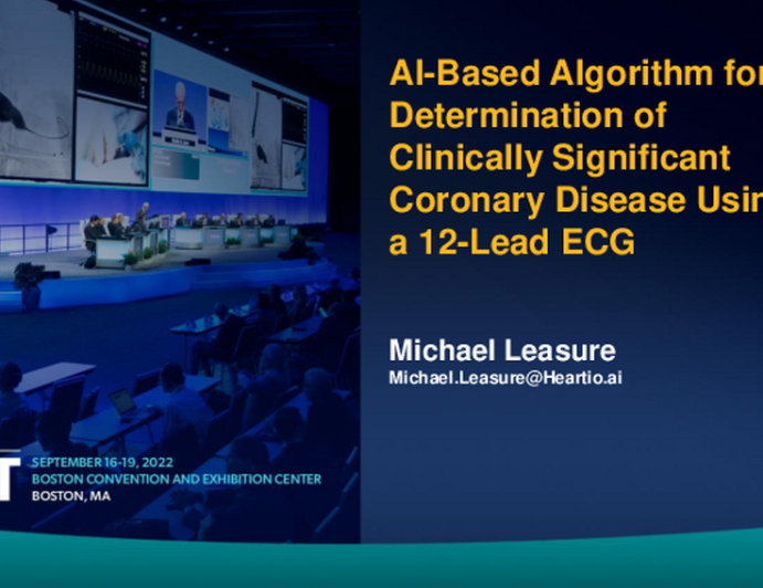 AI-Based Algorithm for Determination of Clinically Significant Coronary Disease Using a 12-Lead ECG (Heartio)
