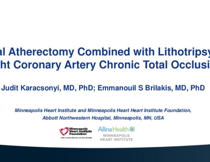 TCT 621: Orbital Atherectomy Combined with Lithotripsy in a Right Coronary Artery Chronic Total Occlusion