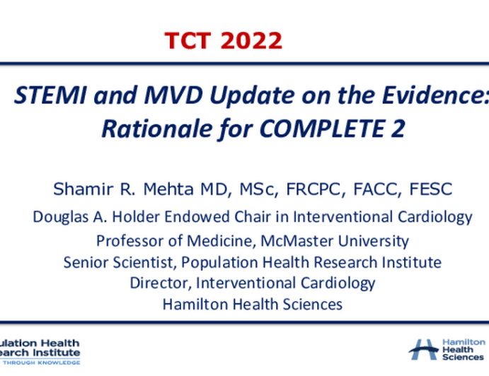 STEMI and MVD Update on the Evidence: Rationale for COMPLETE 2