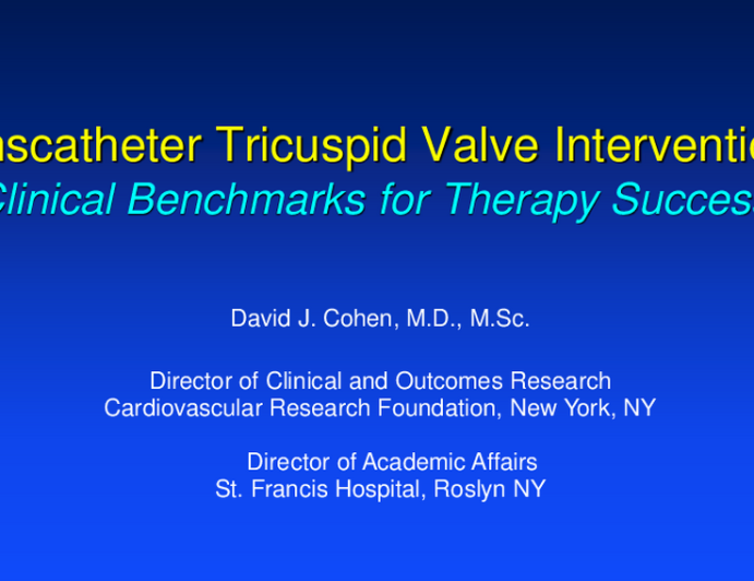 Clinical Benchmarks for Therapy Success in Transcatheter Tricuspid Therapy