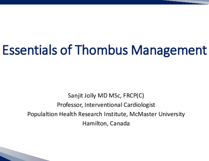 Keynote Lecture: Essentials of Coronary Thrombus Management