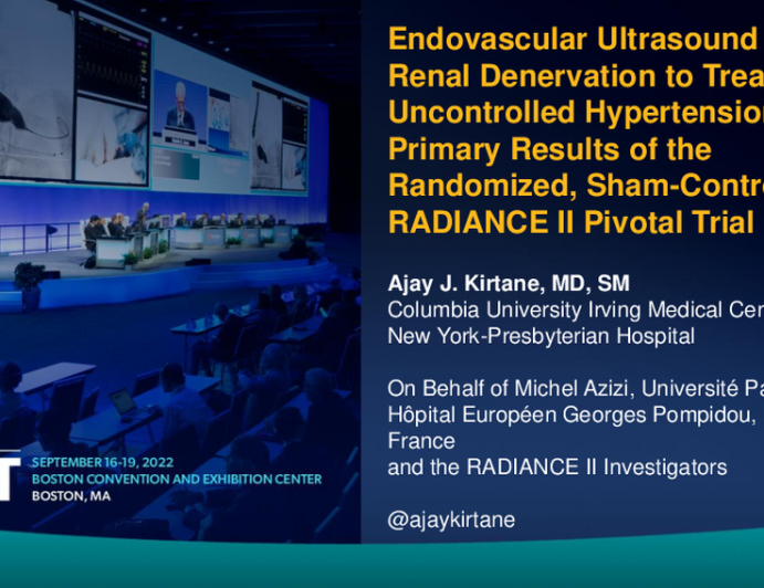 Endovascular Ultrasound Renal Denervation to Treat Uncontrolled Hypertension: Primary Results of the Randomized, Sham-Controlled RADIANCE II Pivotal Trial