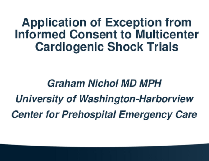 Application of Exception from Informed Consent to a Multicenter Cardiogenic Shock Trial