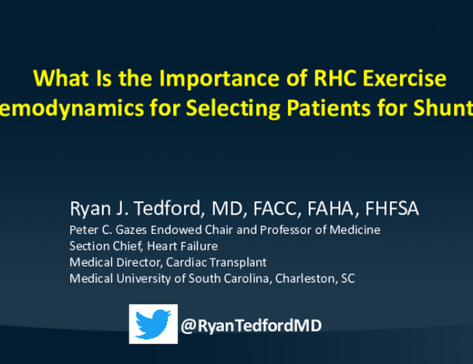 What Is the Importance of RHC Exercise Hemodynamics for Selecting Patients for Shunts?