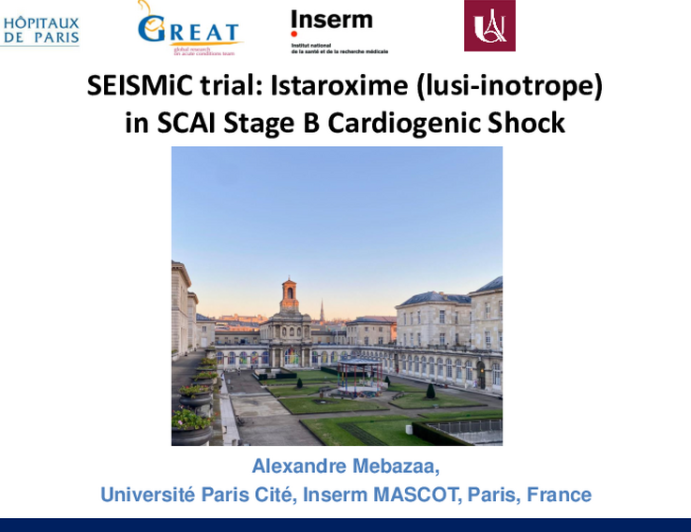 SEISMiC Trial: Isatroxime (lusi-inotrope) (HF shock)