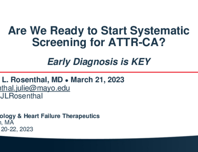 Are We Ready to Start Systematic Screening for ATTR-CA? AS Early Diagnosis is Key