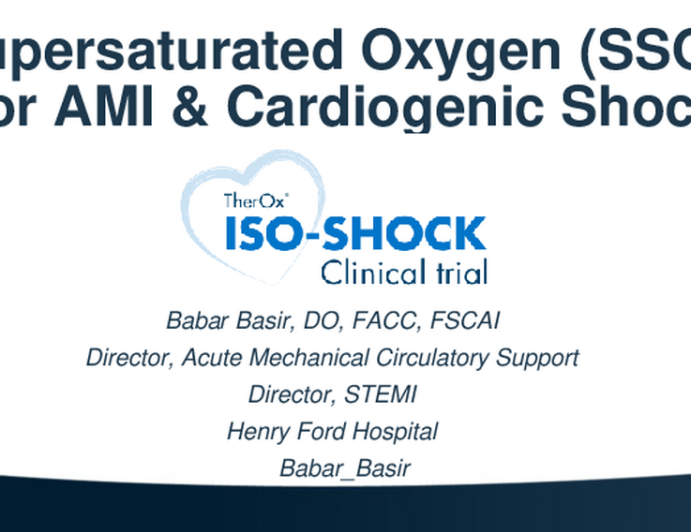 SSO2 for AMI Shock:  The ISO-Shock Trial (AMI)