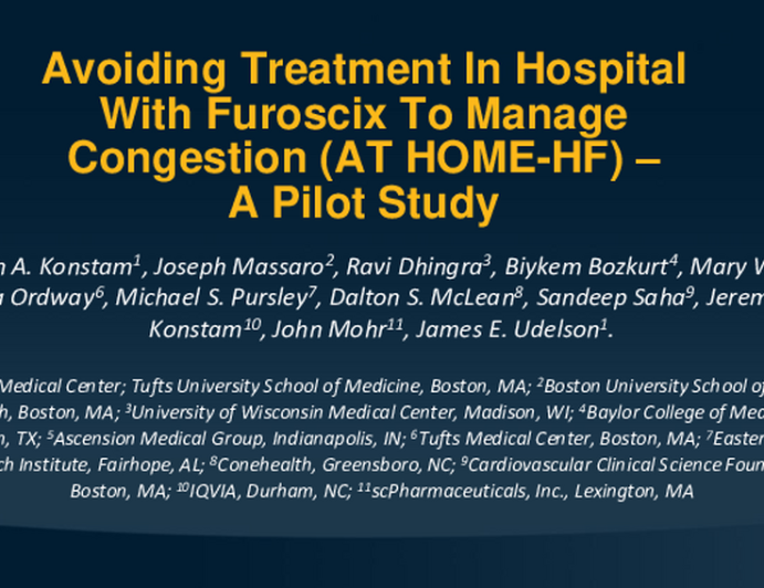 Avoiding Treatment In Hospital With Furoscix To Manage Congestion At Home: A Pilot Study