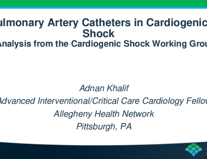 Pulmonary Artery Catheter Use in Patients with Heart Failure Cardiogenic Shock (HF-CS): An Analysis from the Cardiogenic Shock Working Group (CSWG)