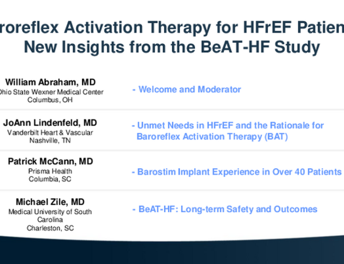 Baroreflex Activation Therapy Mechanism of Action & BeAT-HF Study Design