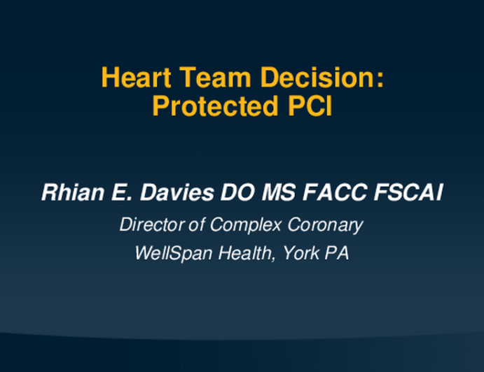 Heart Team Decision: Protected PCI