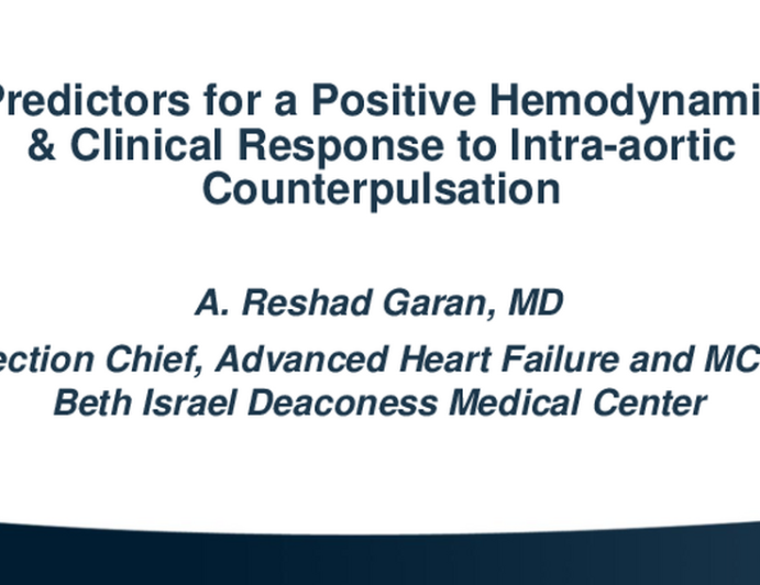 Predictors for a positive hemodynamic & clinical response to intra-aortic counterpulsation