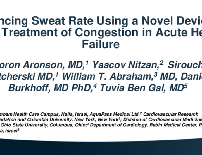 Enhancing Sweat Rate Using a Novel Device for the Treatment of Congestion in Acute Heart Failure