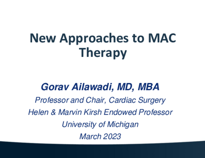 New Approaches to MAC Therapy