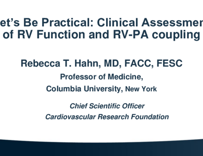 Let's Be Practical: Clinical Assessment of RV Function and RV-PA Coupling