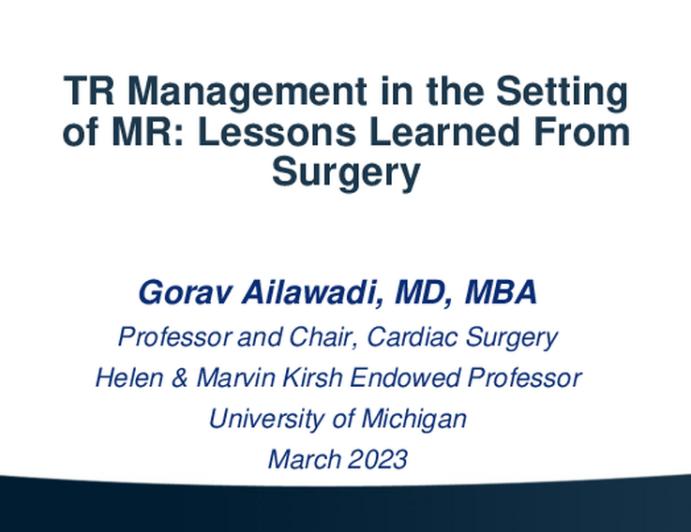 TR Management in the Setting of MR: Lessons From Surgical Experiences