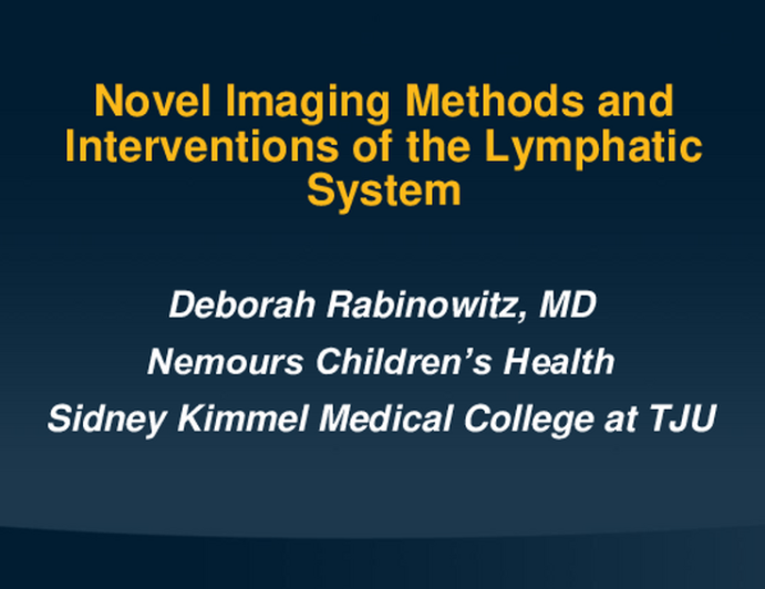 Novel Imaging Methods and Interventions of the Lymphatic System