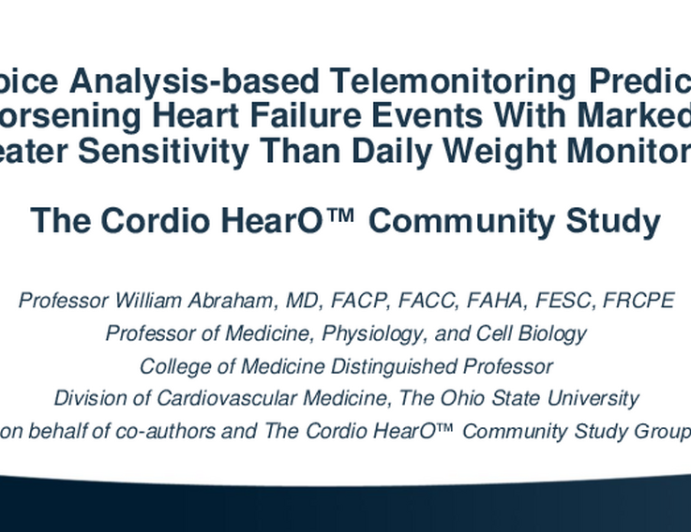 Use of Remote Speech Analysis to Detect Worsening Heart Failure Events in Ambulatory Heart Failure Patients