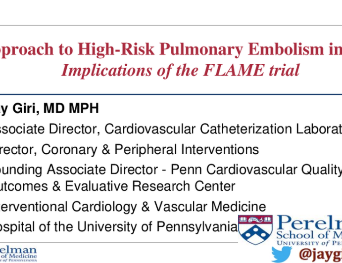 FLAME and clinical implications for high risk PE