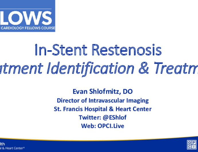 In-Stent Restenosis Treatment Identification and Treatment